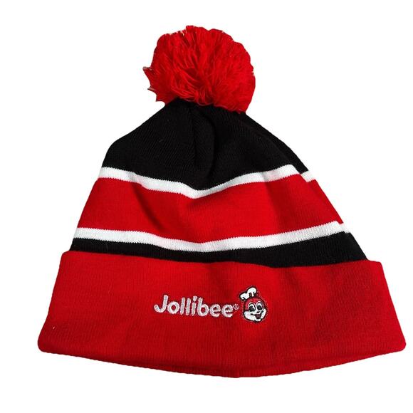 Jollibee Winter Pom Pom Beanie Hat Filipino Chicken Fast Food Rare - Picture 1 of 3